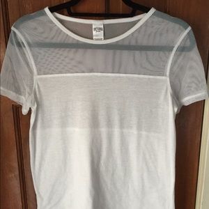 Victoria Sport White Half Mesh T-Shirt